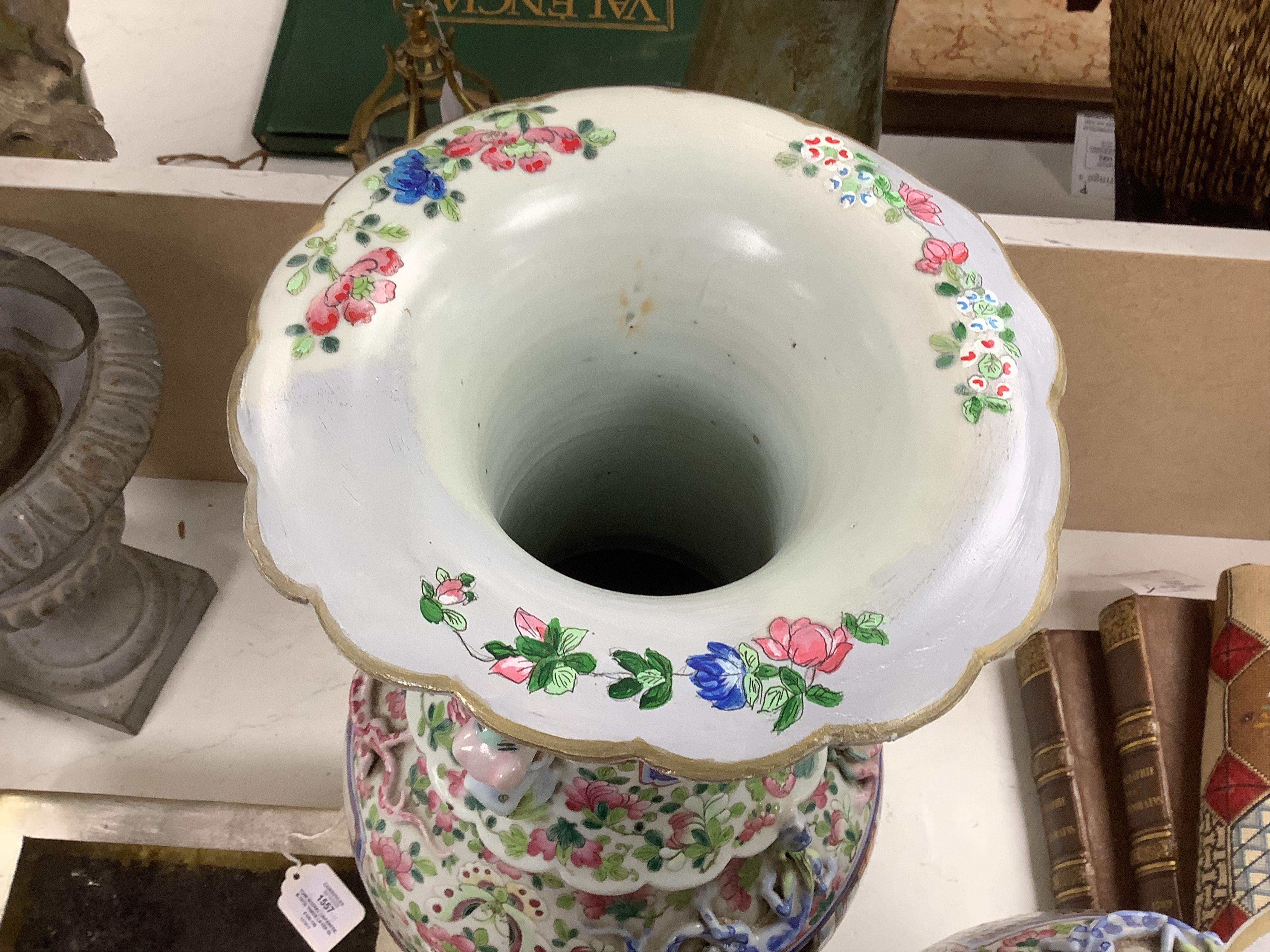 A large pair of 19th century Chinese famille rose vases, 61cm